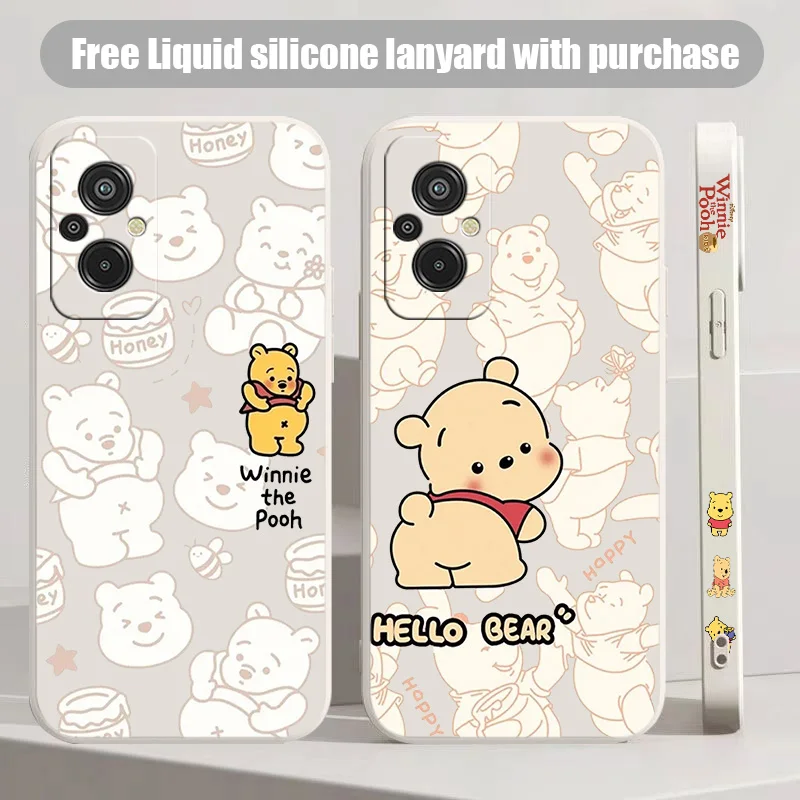 Cute Winnie the Pooh For Xiaomi Redmi 6 7 8 K20 K30 K40 K50 K60 Pro Gaming Ultra S Liquid Left Rope Phone Case Soft Shell Cover