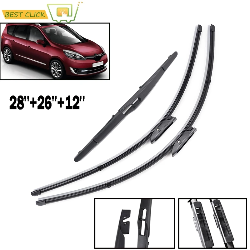 Front Rear Wiper Blades For Renault Scenic 3 /Grand MK3 2009 2010 2011 2012 2013 2014 2015 2016 Windshield Windscreen 30