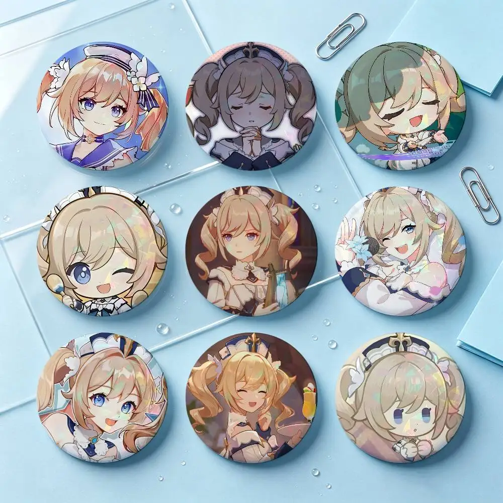 Barbara Genshin Impact Badges 25 32 44 58 75 Mm Round Cosplay Pin Bag Decor Fans Collect Friends Gifts Brooch Souvenir