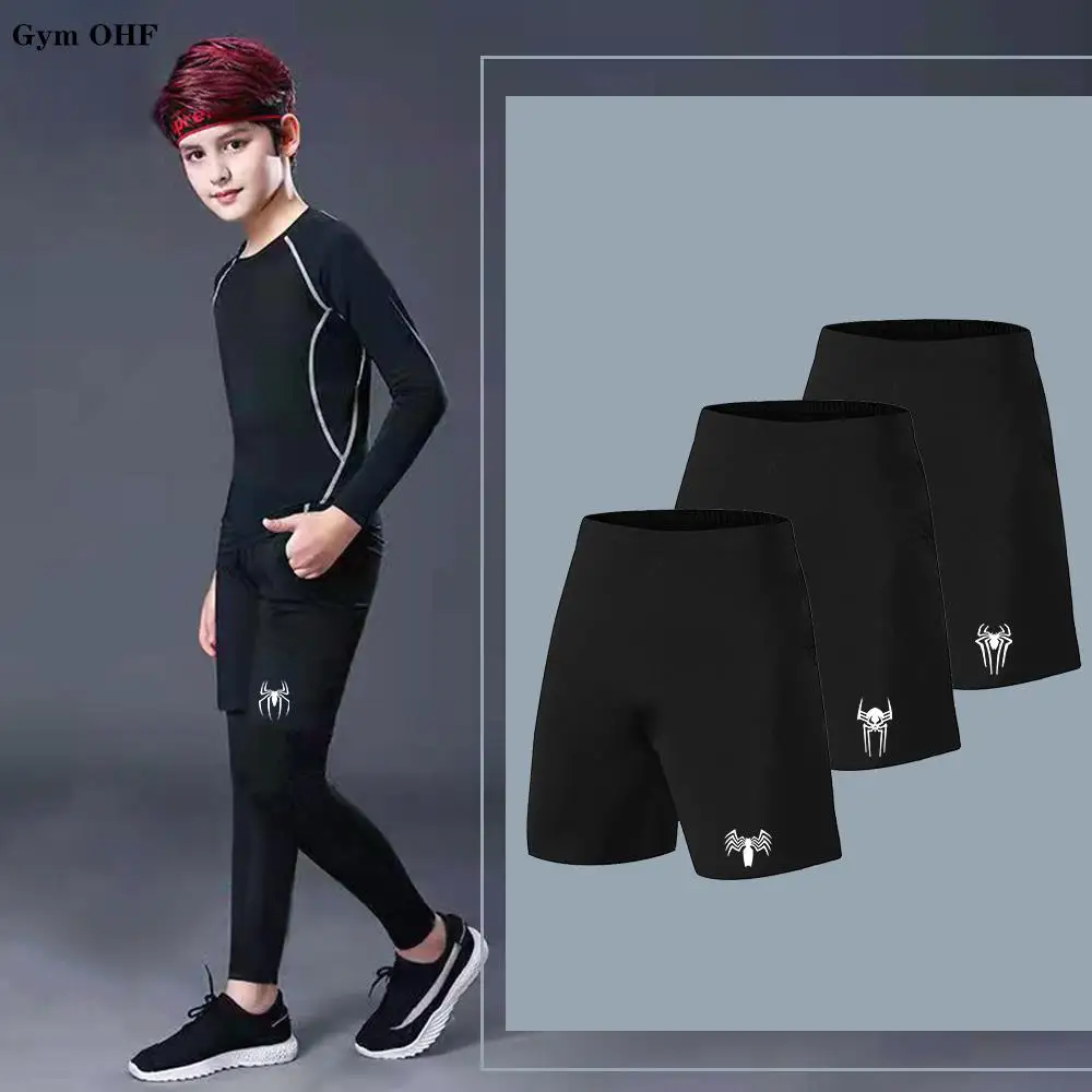 Summer Pocket Shorts Kid's Gym Running Children Shorts Quick Dry Fitness Joggers Sports Outdoors Basketball Training Superhero