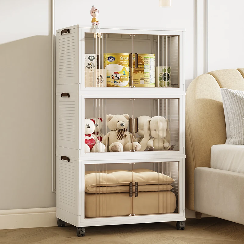 YFY  Installation-Free Storage Cabinet Organizing Clothes Toy Folding Plastic Snack Cabinet