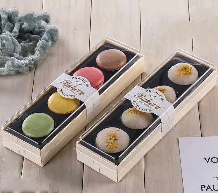 

Beautiful Macaron Packing Box Wedding Party Dessert 4 Pack Cake Storage Biscuit Wooden Box-Cake Decoration Baking Accessories SN