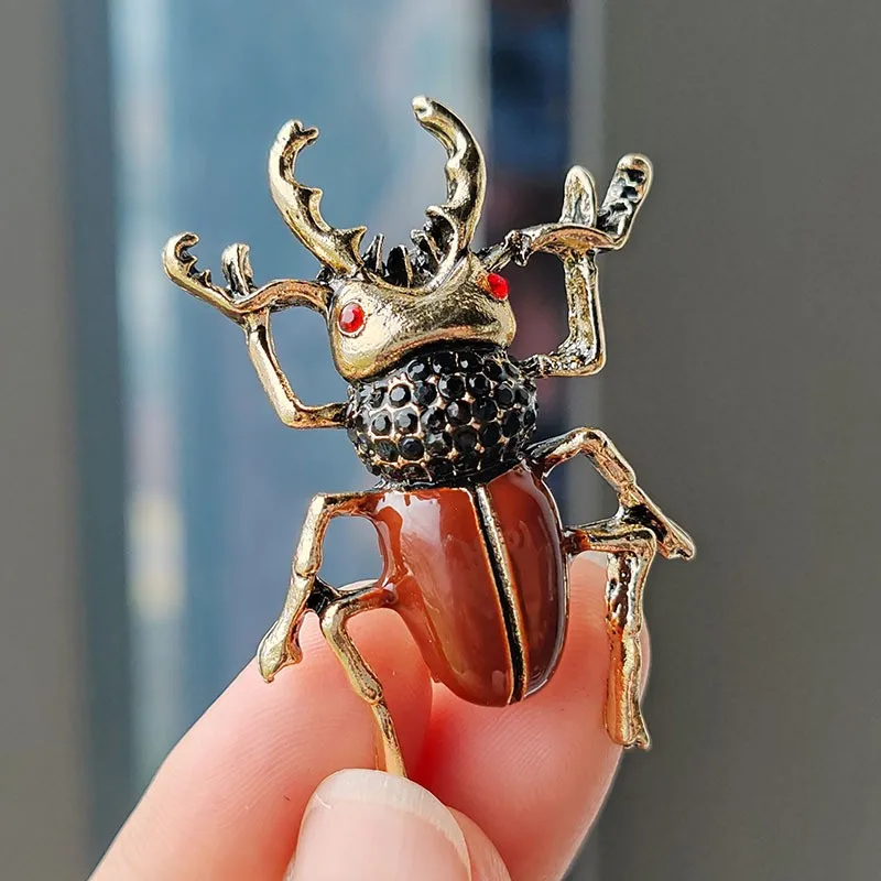 Vintage Brooch Exquisite Animal Beetle Brooches For Women Men Clothing Suit Backpack Lapel Pins  4-color Insect Brooch Jewelry