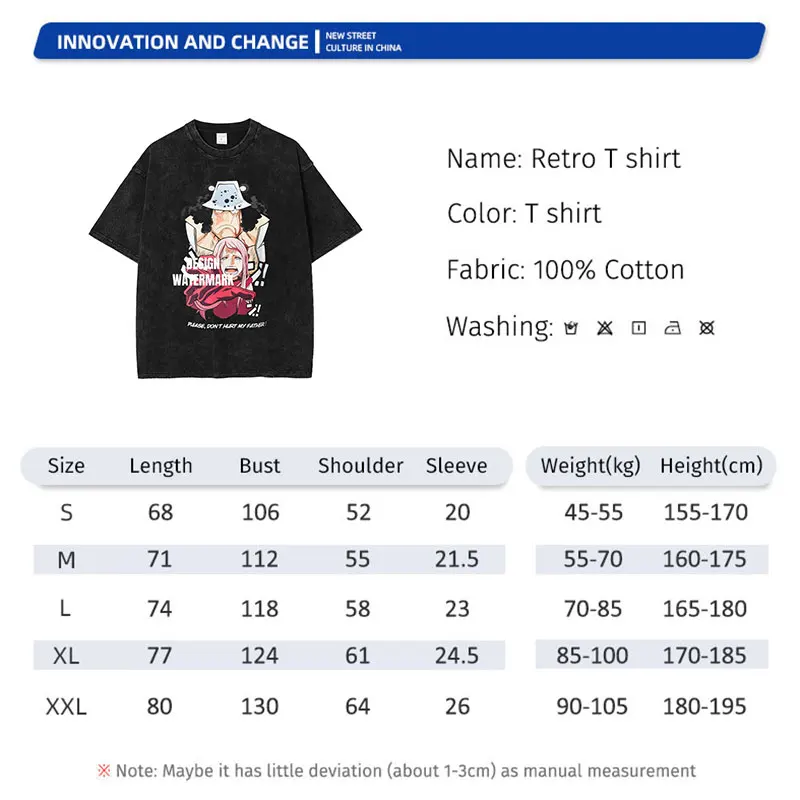 Bandai Anime O-One P-Piece T-shirts Vintage Washed Bonney T Shirt Manga Streetwear Bartholemew Kuma Tops Tees Men 100% Cotton