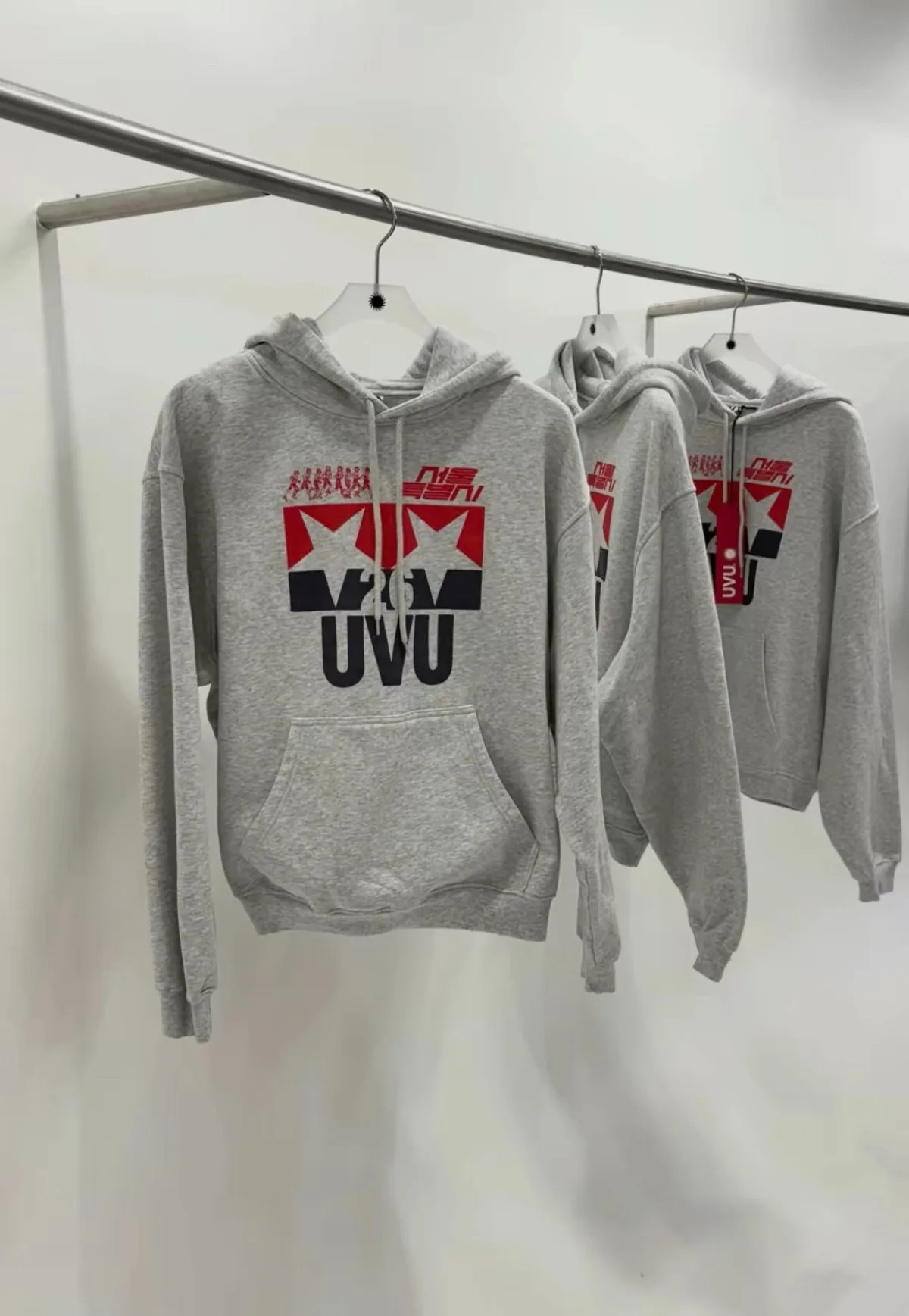 UVU 26SS Seoul Limited Pentagram Printed Fleece Warm Loose Vintage Hooded Sweater Jacket