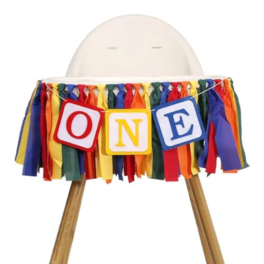 

Alphabet Block One High Chair Banner - Alphabet Block First/1st Birthday Decorations, Abc Building Block Party Decor