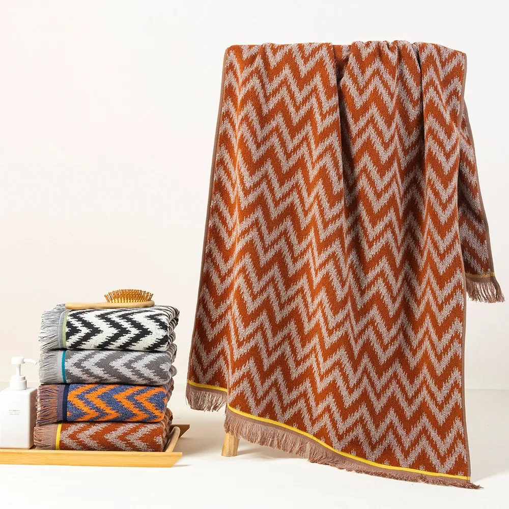 

New Style Fringed Ripple Wave Bath Towel Shawl Blanket Soft, Stylish & Versatile for Spa, Beach, or Home Comfort Luxury Design