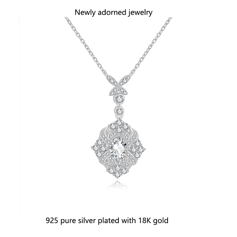 

New cross-border live-streaming bestseller, vintage European and American style S925 sterling silver pendant with 6.8mm moissani