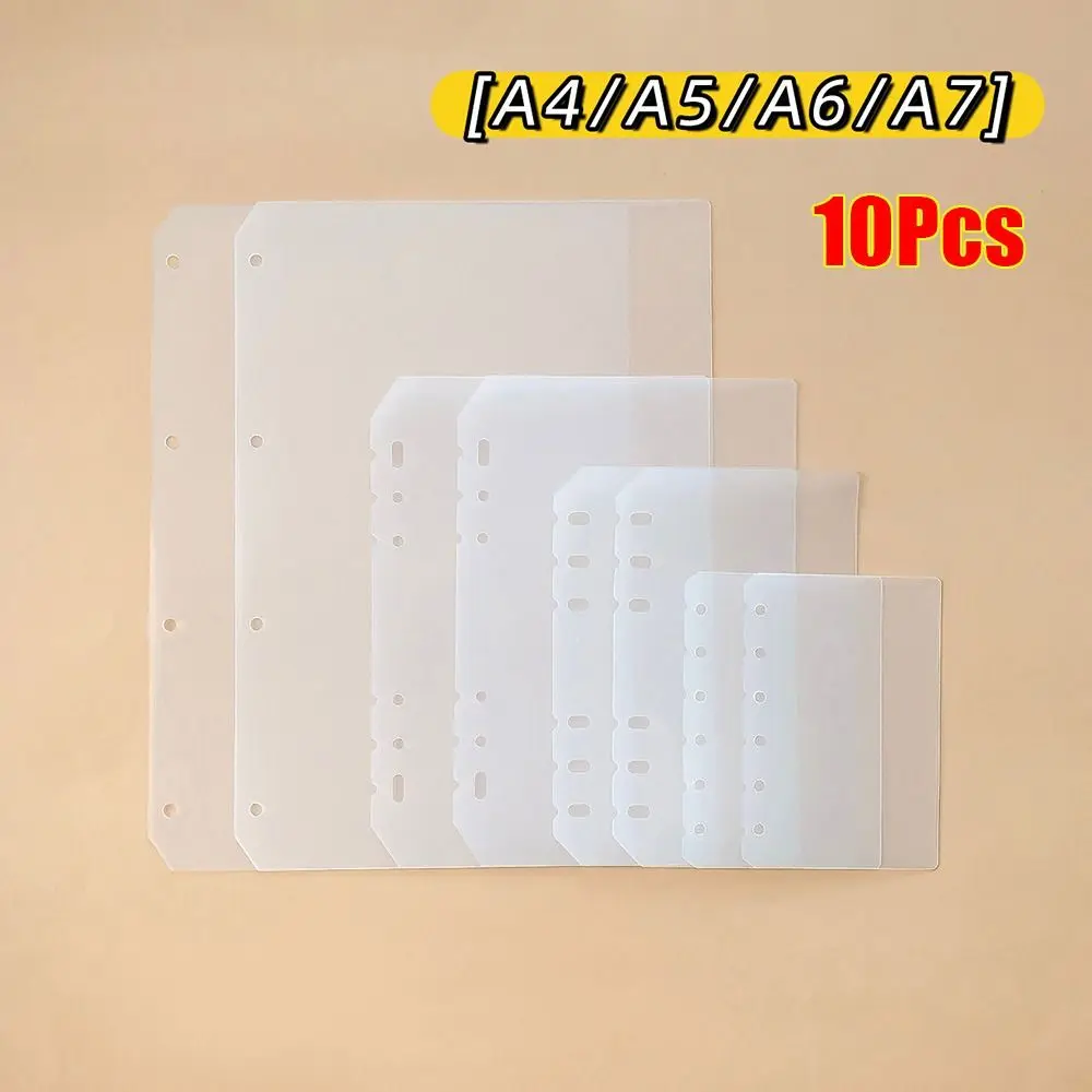 Lot de 10 séparateurs de cahier A4 A5 A6 A7, accessoires de papeterie mats, séparateurs de pages intérieurs universels en PP, organisateurs de classeur