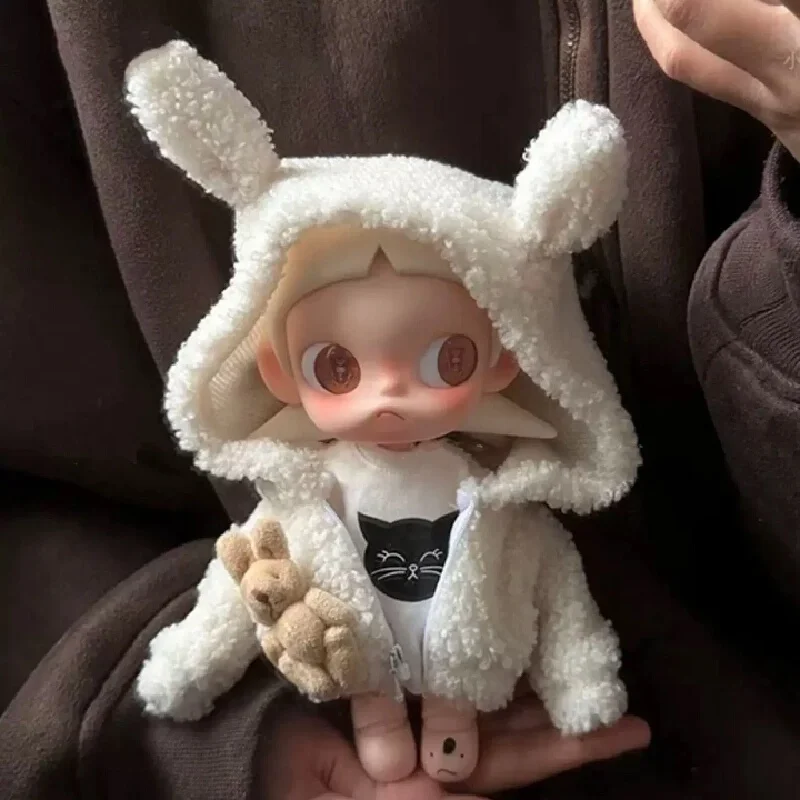Zsiga Doll Clothes Hooded White Plush Rabbit Ears Coat Fit For 24cm Articulated Figure Gingerbread Man Potato Doll