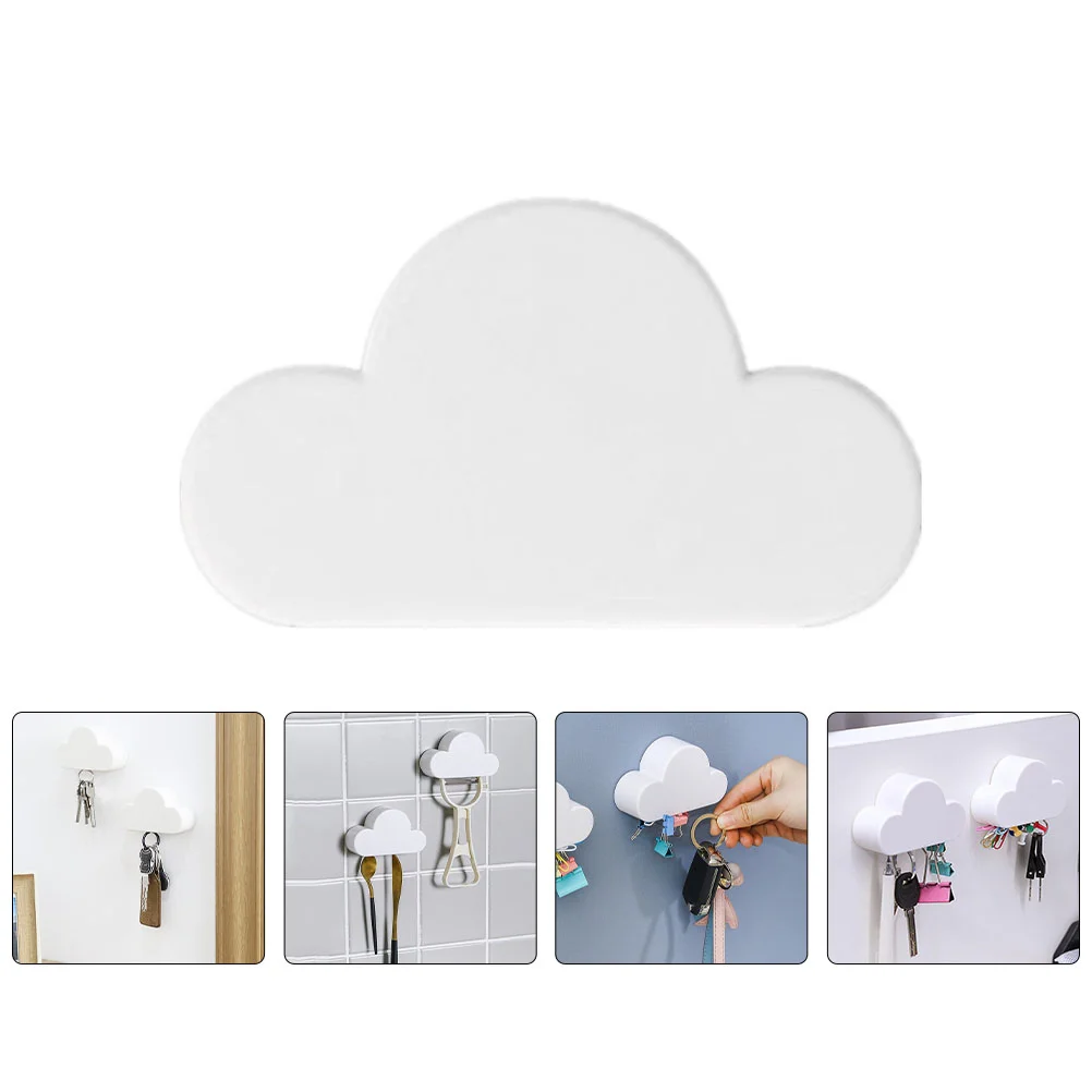 2 Pcs Magnetic Key Hanger Holder Wall Mount Keys Hangers Cloud Removable Useful Hook Practical