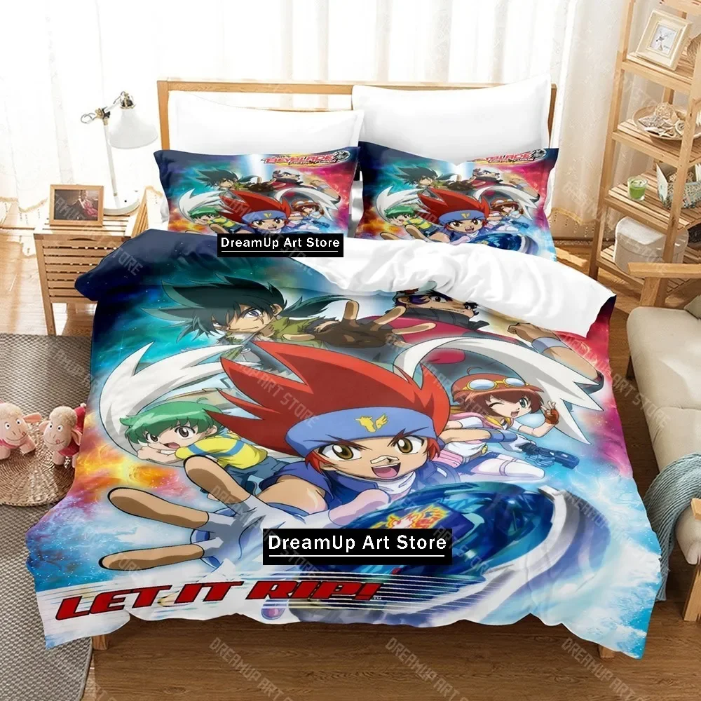 Cartoon Beyblade Burst Bedding Set Quilt Cover Bed Cover with Pillowcase Twin Single Queen King Size Boys Adult Home Textile