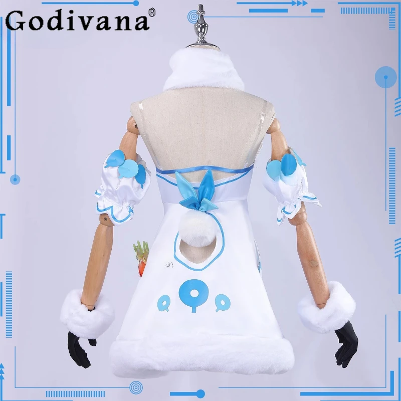 Costumi cosplay anime per ragazza di Halloween adorabile vestito Lolita uniforme set orecchio donna V Tuber Hololive trecce vestito da coniglietto