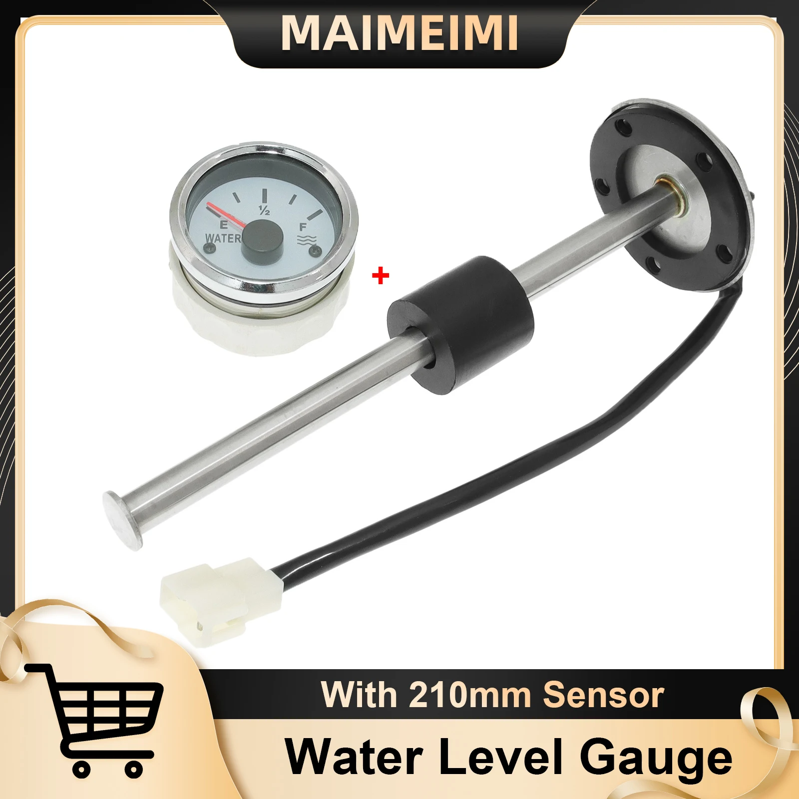 Universal Car Water Level Gauge Water Meter High Sensitivity LED Water Tank Level Meter Sensor 210mm for Boat Car Marine 12V 24V