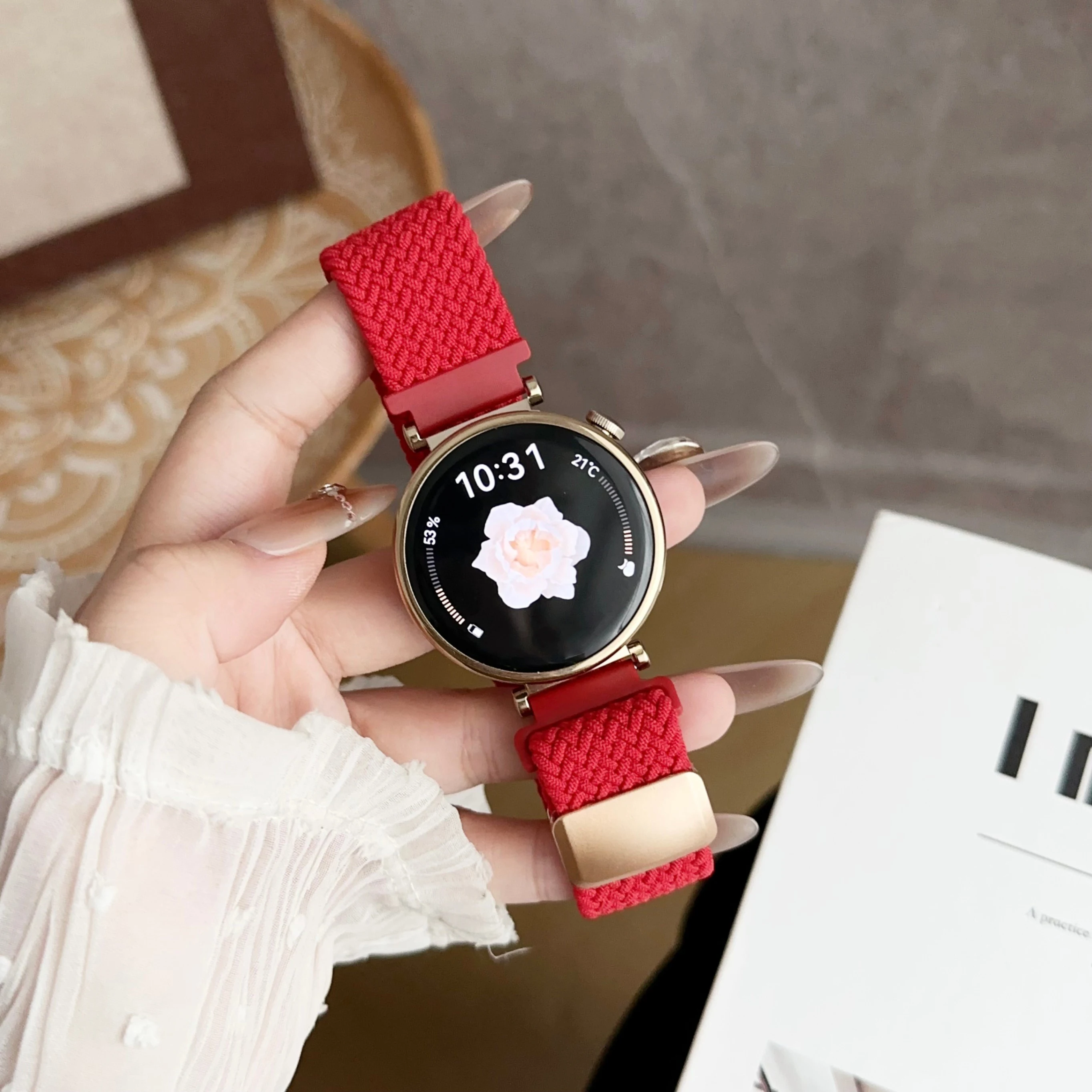 Tali Jam Nilon Gesper Magnetik, Cocok untuk Tali Tenun Multiwarna Samsung Galaxy 18Mm/20Mm/22Mm, Kompatibel dengan Jam Tangan Samsung Galaxy 4/5/6 40Mm, Tali Elastis yang Dapat Disesuaikan