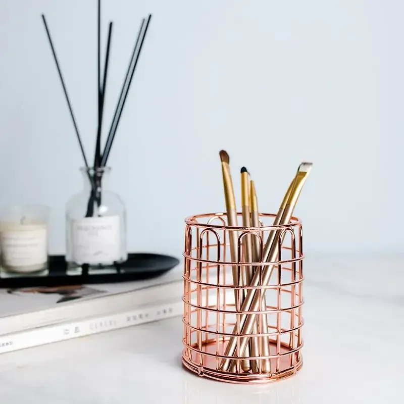 10 x 8cm 1pc Rose Gold Home Desk Stationery Decor Pen Pencil Pot Holder Container Organizer