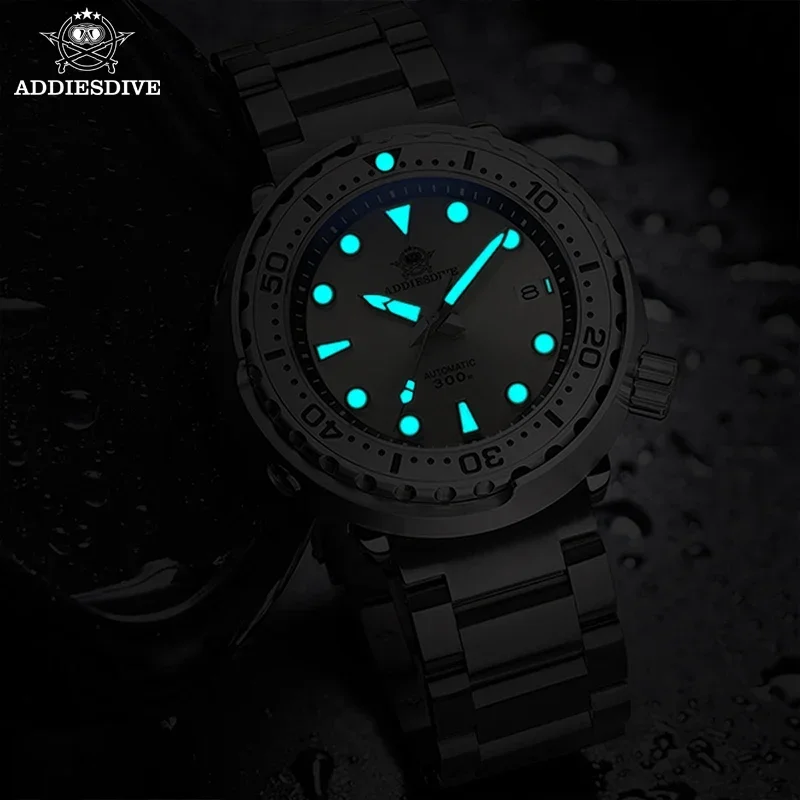 ADDIESDIVE Tuna Automatic Mechanical Man Watch Stainless Steel NH35 Sapphire Luminous 300M Waterproof Dive Watches Reloj Hombre