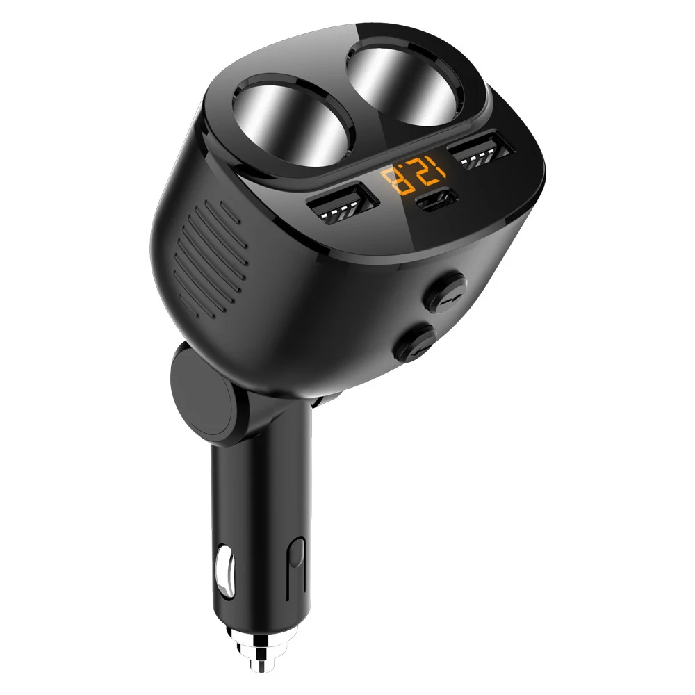 

Автомобильный USB-разветвитель для автомобильного зарядного устройства, адаптер питания с 2 разъемами типа C, Вольтметр постоянного тока, два USB-порта для телефона