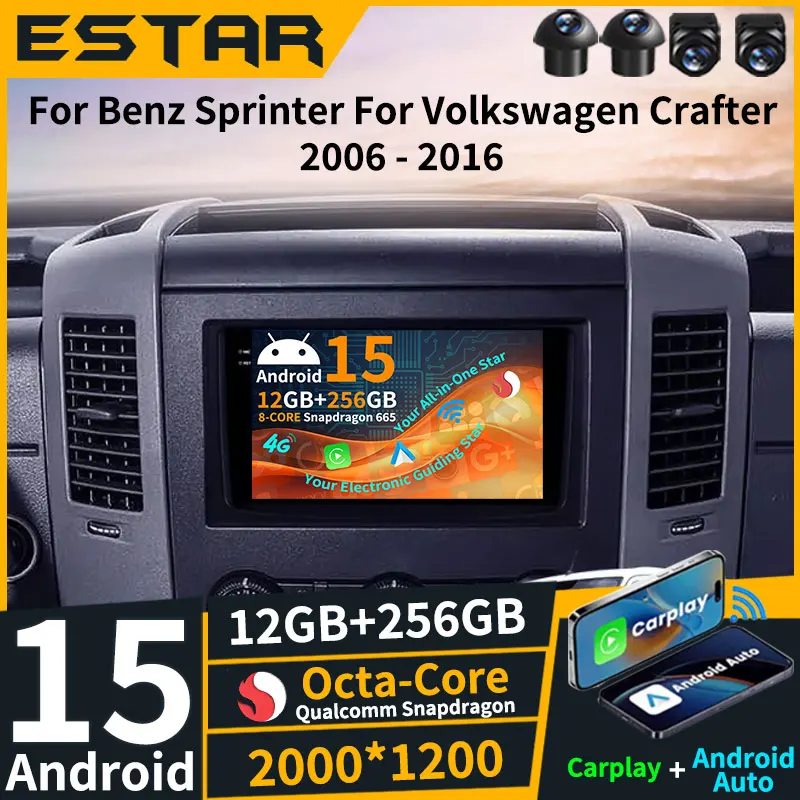 

Android 15 Car Radio For Benz Sprinter Volkswagen Crafter 2006 - 2016 2K QLED Multimedia Video Player GPS CarPlay Auto 4G WIFI