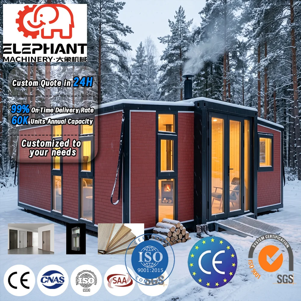 Mobile Expandable Container House Trailer on Wheels Portable 20ft Prefab Modular Tiny House for Vacation Home & Road Trip