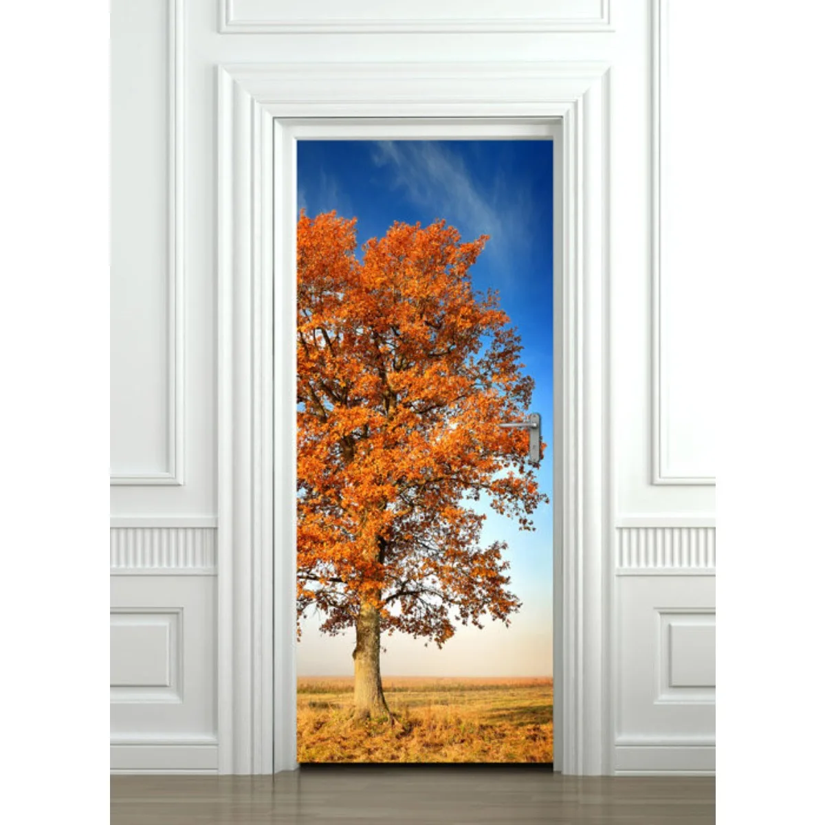 A Tree Landscape Door Stickers Natural Scenery Full Door Cover Wallpaper Decal Self-adhesive Mural Home Bedroom Decor Poster