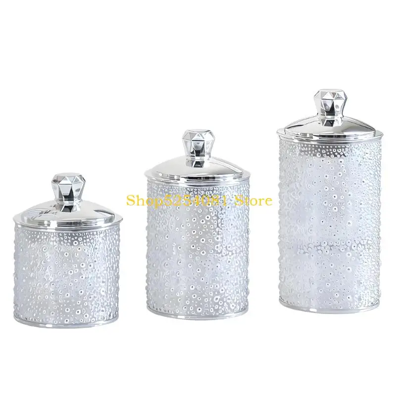 AXYC Set Of 3 Decorative Golden Trimmed Storage Tins Plastic Canisters With Gold Trim Sealed Jar For Home Office Use