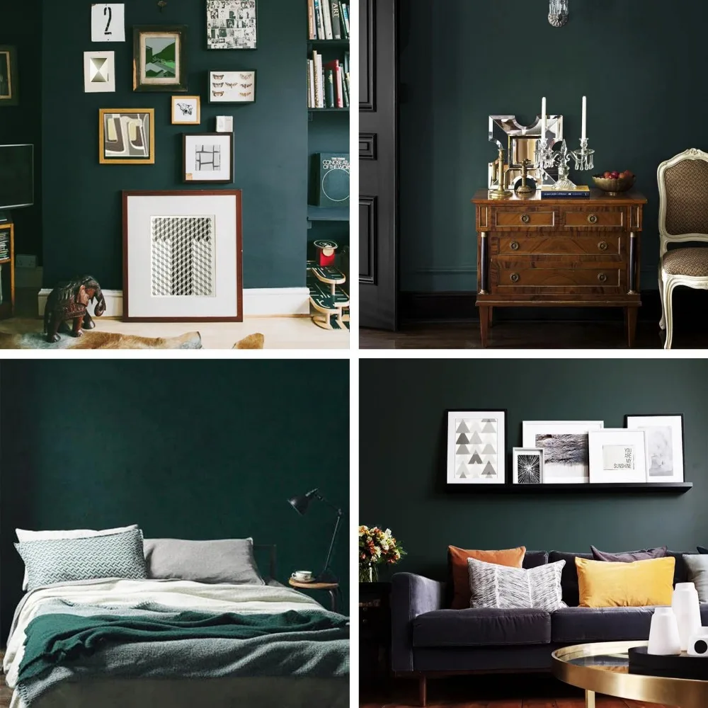 Retro Green Removable Wallpaper for Deep, Dark, and Vintage Wall Decor in Bedrooms, Bathrooms, and Apartments image 3