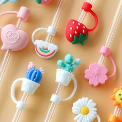 New Silicone Straw Plug For 6-8mm Drinking Dust Cartoon Plugs Tips Cover Kitchen Glass Cup Drinkware Tools Promotional Items