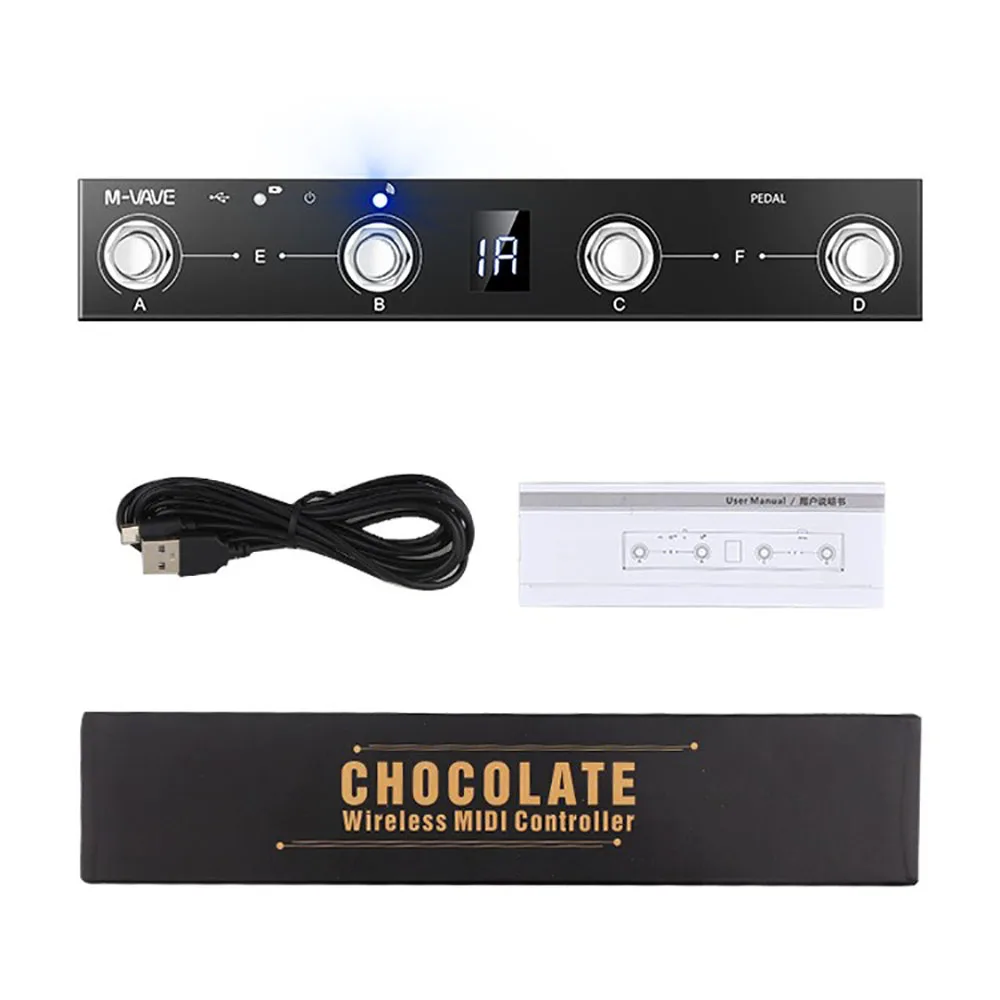 M-VAVE chocolate MIDI BT Wireless MIDI Controller 4 Buttons Portable MIDI Foot Controller Pedal APP Control Stage Audio