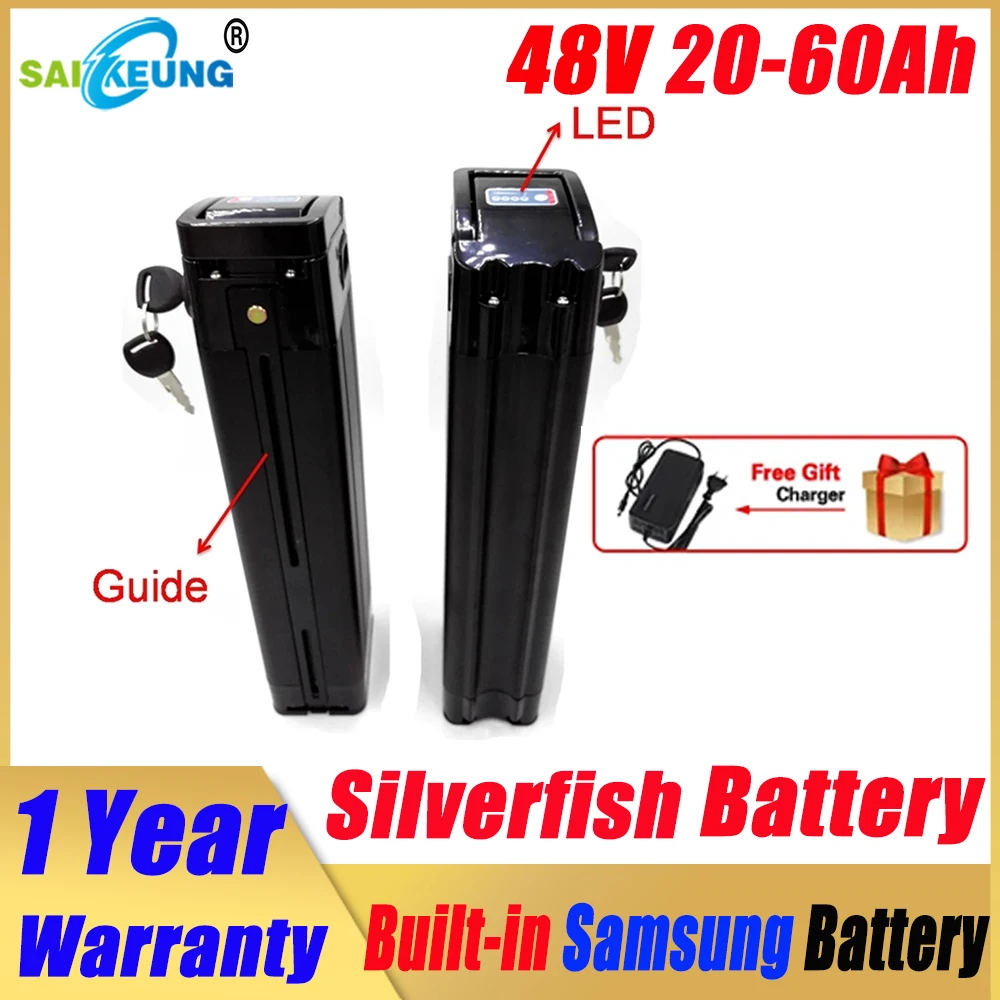 

Silver Fish Electric Bike Battery, 36V 48V 52V 60V 72V 20Ah 25ah 50Ah 60Ah 30Ah 40Ah, Akku Accu, 250w-2000w, Free Charger, VAT