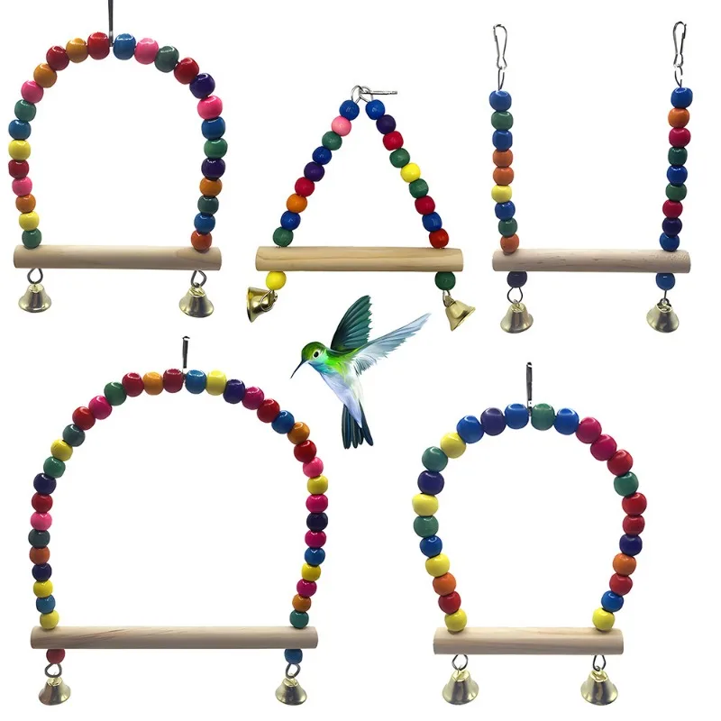 L Size 4 Ladder Pet Birds Swing Wooden Bridge Ladder Climb Cockatiel Parakeet Budgie Parrot Toy Wood Ladder