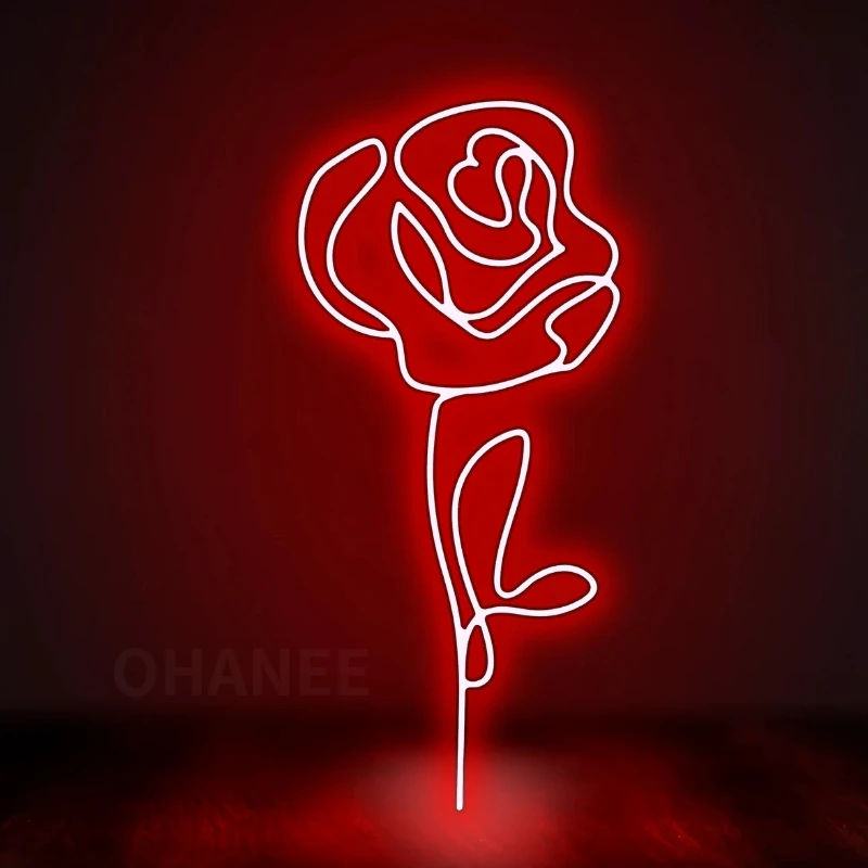 

OHANEE Custom Neon Sign Light 5v USB Bedroom Wedding Party Room Wall Decor Flower Rose Neon Sign Light