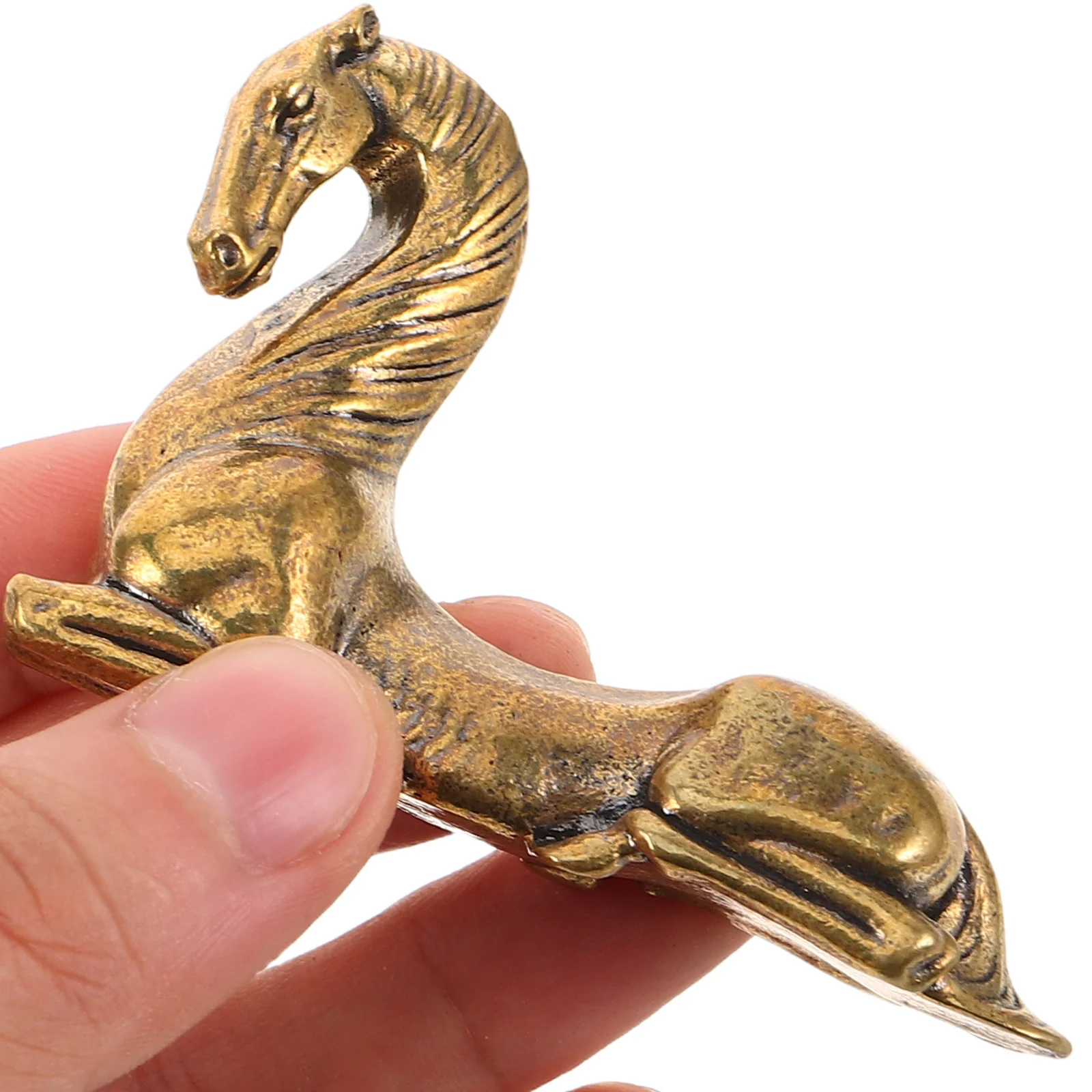 

Brass Horse Sculpture Office Desktop Decoration Lucky Feng Shui Animal Statue Home Ornament Living Room Accessory