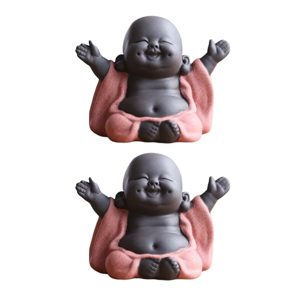 

2 Pcs Statue Decor Tea Pets Ornament Decorations Purple Clay Sculpture