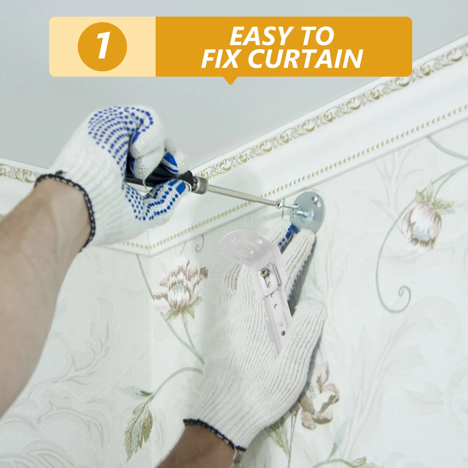 

2pcs Double Curtain Track Ceiling Mount Wall Mount Heavy Duty Brackets For Home Office Window Treatments Interior Decor