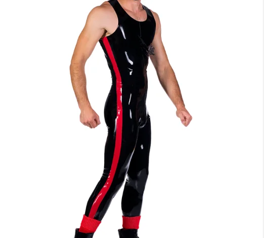 100% Latex gummi rubber bodysuit catsuit beiläufig sport mode Suit jumpsuit