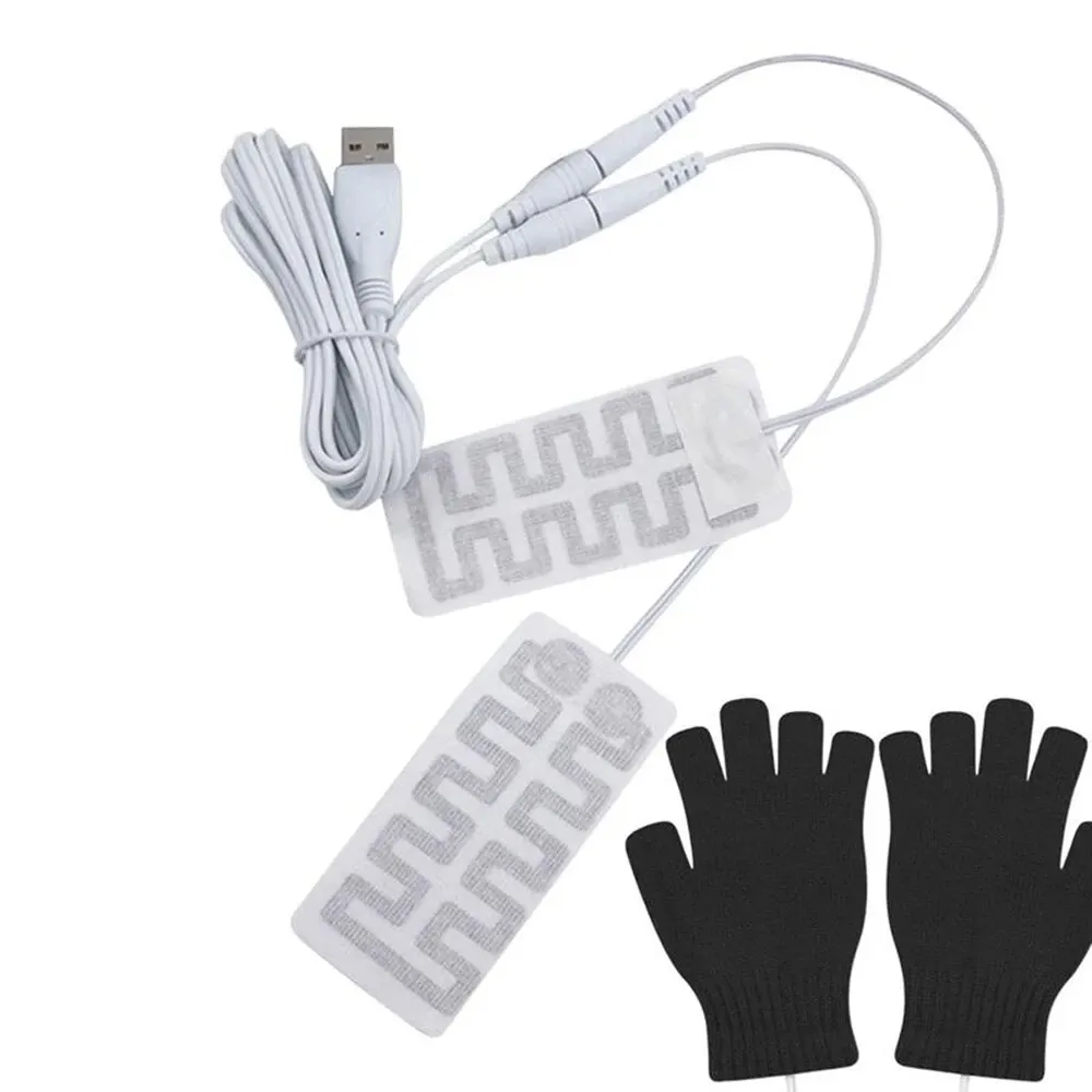 1 paire de gants chauffants électriques USB, coussin chauffant, tissu en Fiber de carbone, gants chauffants USB pour cyclisme, Ski