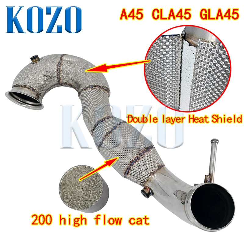 Catted Downpipe 200-элементный теплозащитный экран выхлопной трубы для AMG W176 A45 CLA45 GLA45 13-18 Catted Downpipe 200-элементный теплозащитный экран выхлопной трубы для AMG W176 A45 CLA45 GLA45 13-18