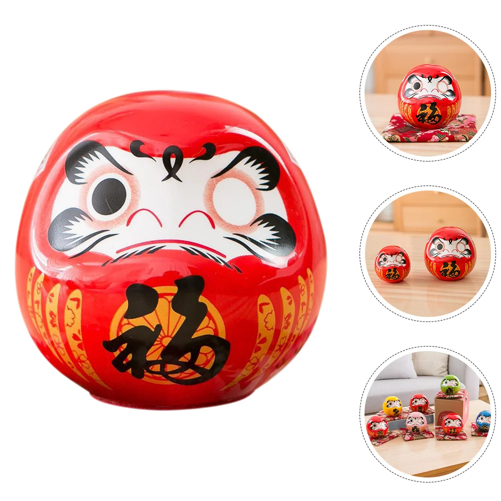 Little Bodhidharma Ornaments Toy Daruma Decorate Wealth Figurines Japanese Statue Ceramics Fortune Office Darumafigurines