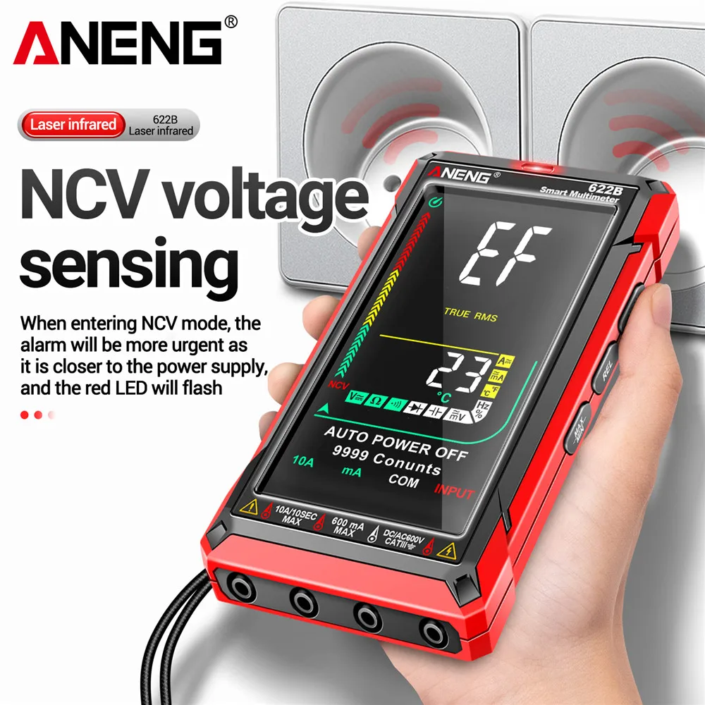 ANENG 622A/B Multimeter VA Screen Smart Infrared Laser AC/DC Voltage Meter 6000/9999 Counts NCV Detector Diode Hz  DMM Measure