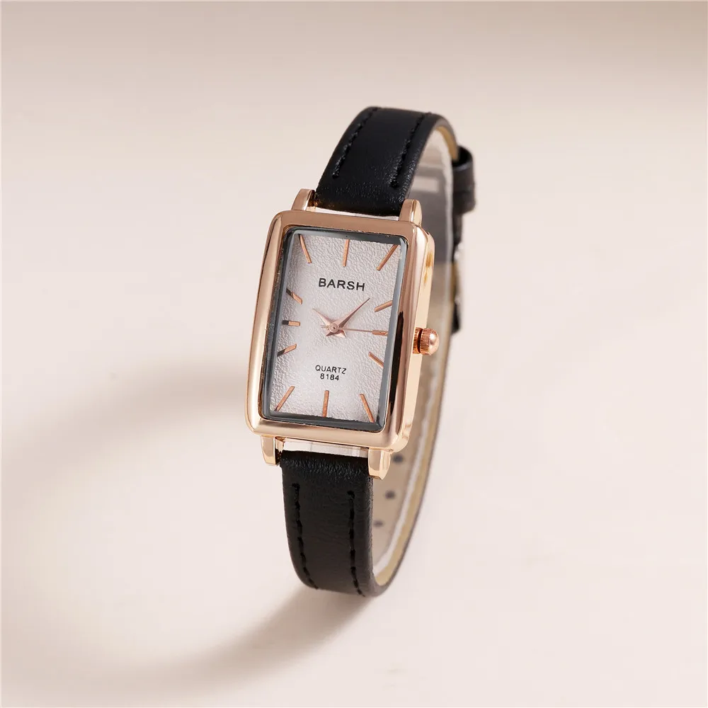 fashion small rectangle dial quartz women leather watch