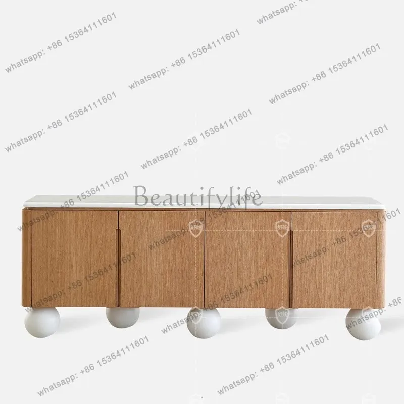 

Medieval retro solid wood dining side cabinet Nordic simple modern Italian storage cabinet