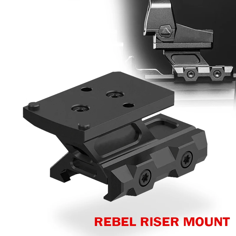 

Tactical Rebel Riser Adjustable 1.60” or 1.40” Lower Optical Centerline Height Picatinny Rail Dot Sight Mount Anodize