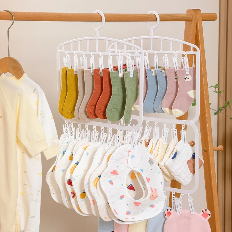 Tendedero de calcetines con 18/26 Clips, ropa interior, toalla de Saliva para bebé, ahorro de espacio, multifuncional, dormitorio doméstico, lavandería para estudiantes