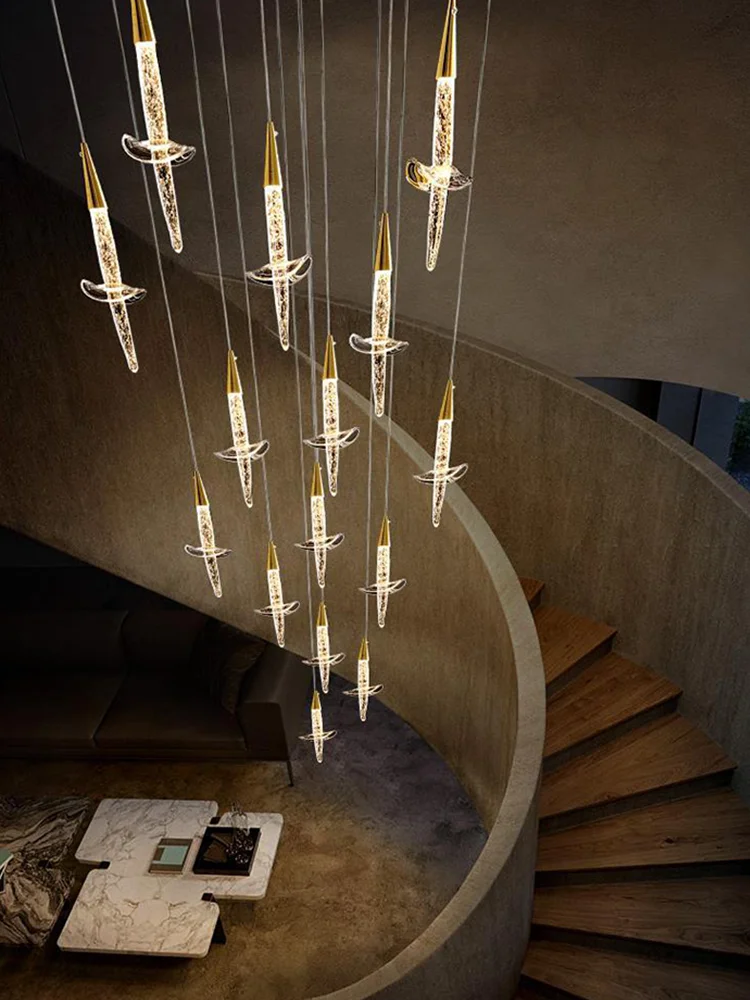 Nordic Bullet Chandelier Is Suitable For Restaurant Hotel Lobby Villa Luxury Duplex Staircase Light Indoor Gloss Lighting