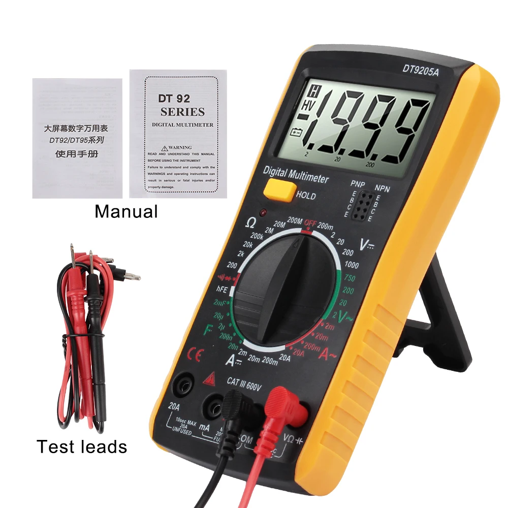 

Measure Tool Professional Voltage Current Resistance Capacitance With Bazzer DC Multimeter AC HFE Diode Tester Multimeter