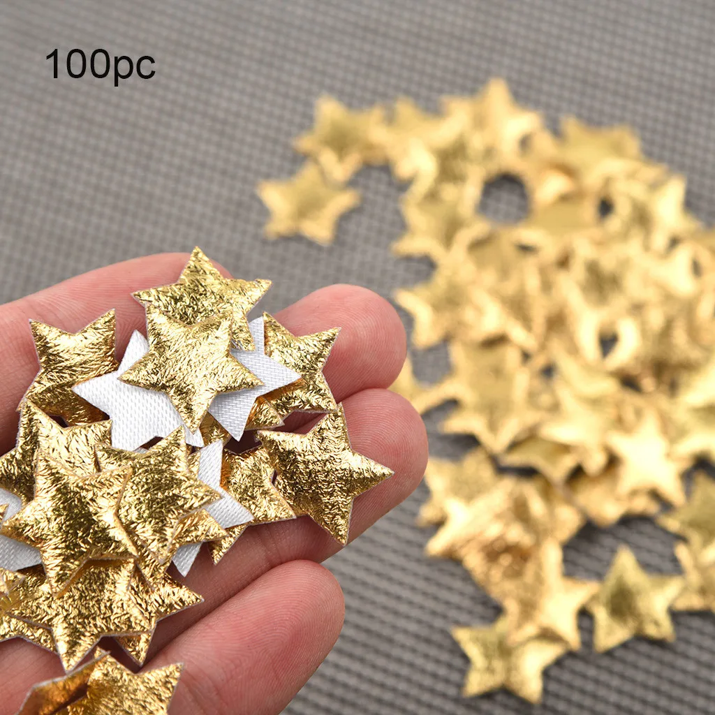 100Pcs 2cm Gold Cloth Christmas Five-Pointed Star Confetti Home Decoration adornos navideños christmas decorations for home 2025