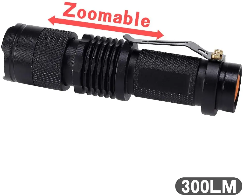 ZK30 Powerful Tactical Mini SK68 3 Modes Handheld LED Flashlight Torch 7w 300lm Adjustable Focus Zoomable Light