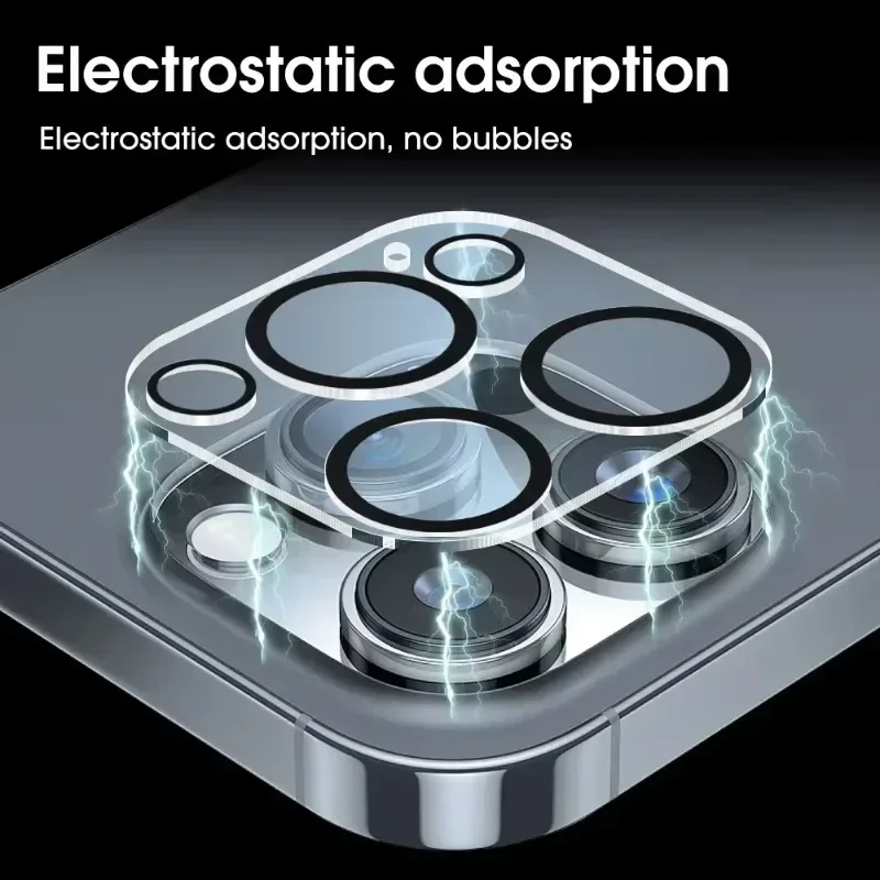 1-5Pcs Tempered Glass for iPhone 16 15 14 13 Pro Max Plus 13 Mini Camera Lens Protector Black Circle Protective Lens Film Cover