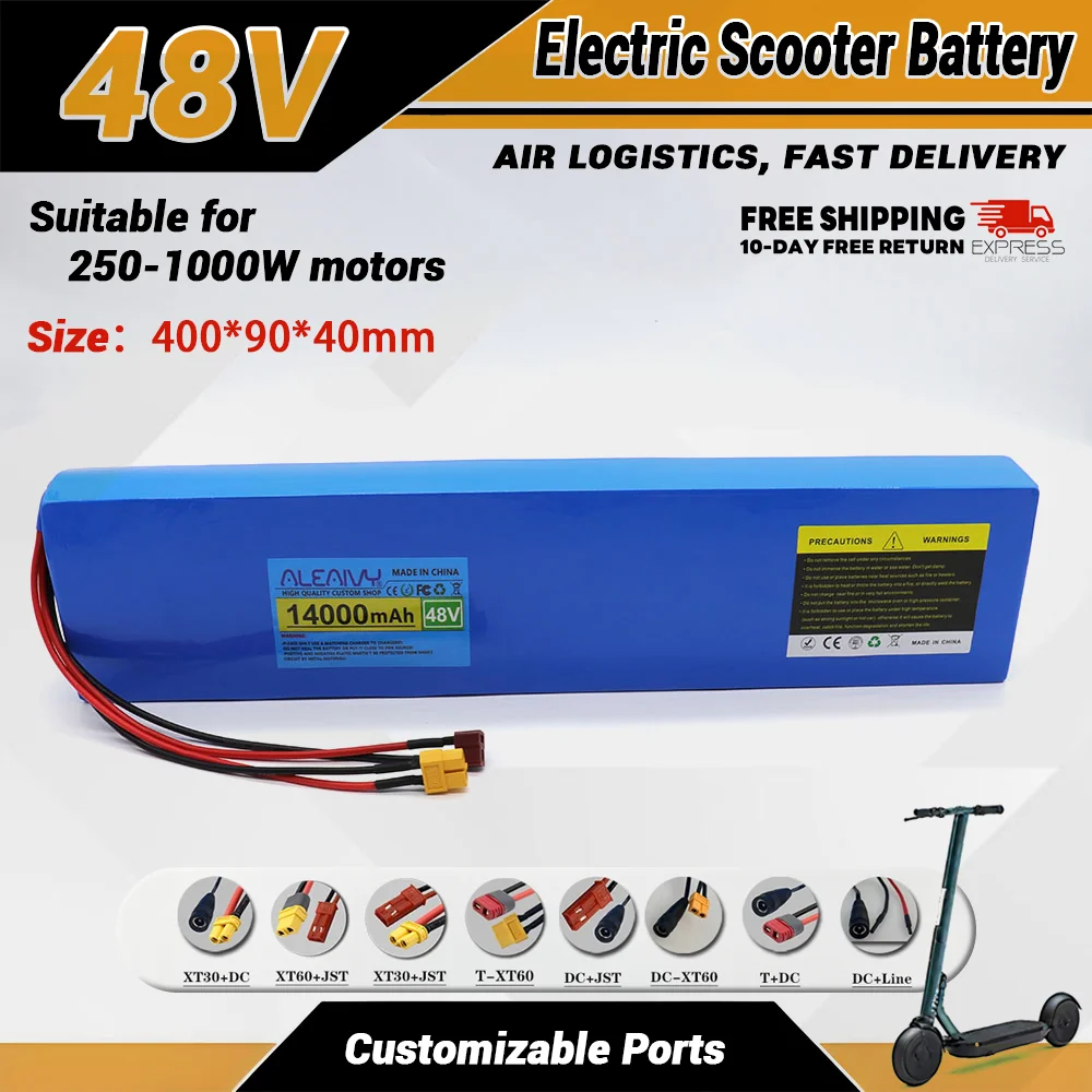 

13S4P 48V 15000mAh Rechargeable Li-ion Battery pack for Electric Scooter 500W 1000W electric motor with 54.6V batterise 30A BMS